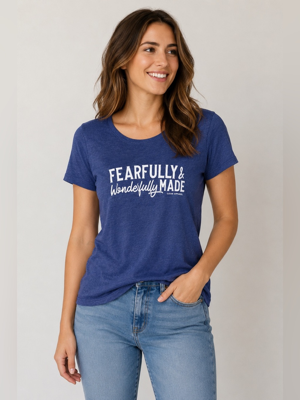 Christian Fitted Blue and White Short Sleeve Tee